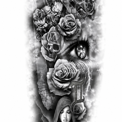 Tattoo arm sleeve skull